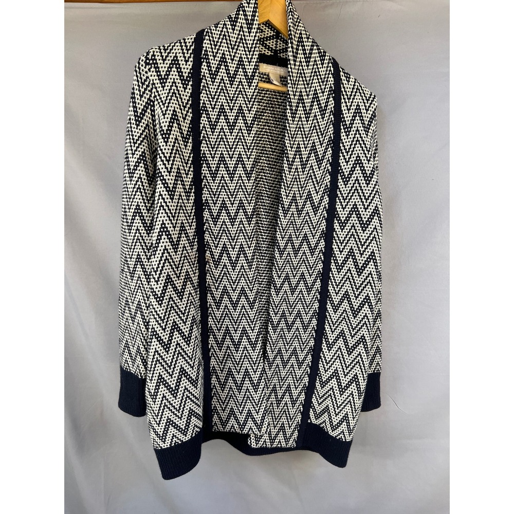 Banana Republic Knit Cardigan Sweater Open Front Zigzag Pattern Womens - Picture 2 of 5